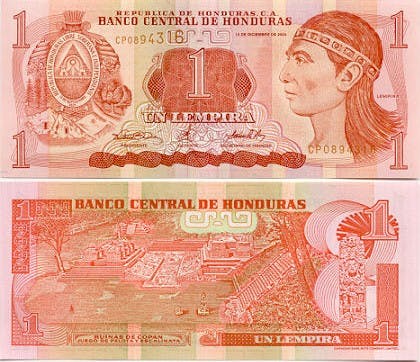 Honduras Lempira sedel, valuta Honduras