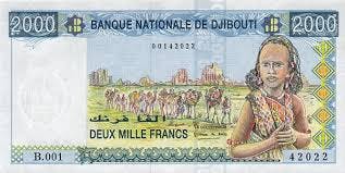 Djiboutisk franc 2000 sedel, valuta Djibouti