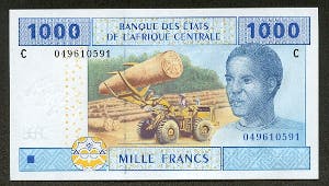 1000 CFA-franc, valuta Centralafrikanska Republiken 