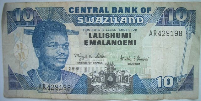Lilangeni 10 sedel, valuta Swaziland 