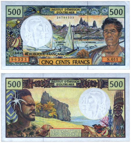 500 CFP-franc sedel, valuta franska områden i Stilla havet 