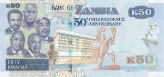 Zambisk 50 kwacha sedel, valuta Zambia 