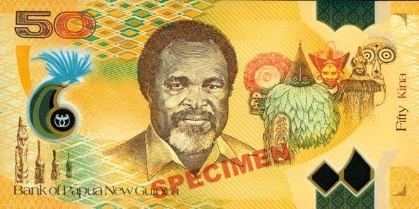 Papua Nya Guinea 5 Kina sedel, valuta Papua Nya Guinea 