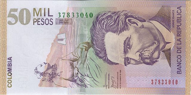 Colombiansk peso sedel, valuta Colombia