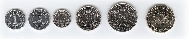 Beliziska dollar mynt, valuta i Belize 