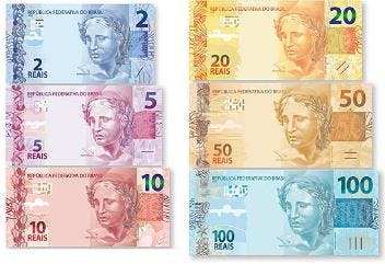 Brasilianska Real sedlar, valuta Brasilien 