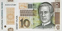 Kroatisk kuna 10 sedel, valuta Kroatien 