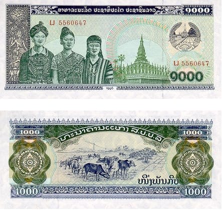 Laos Kip sedlar, valuta Laos 