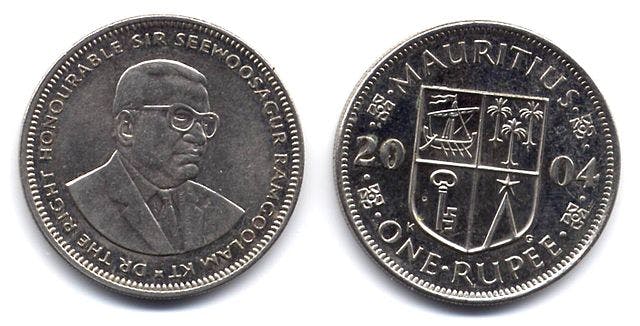 Mauritisk rupie mynt, valuta Mauritius 