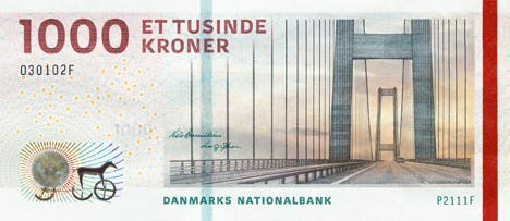 1000 danska kronor sedel, valuta Danmark