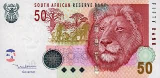 Sydafrikansk 50 Rand sedel, valuta Sydafrika 