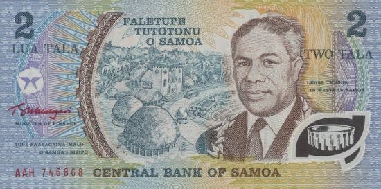 Samoa 2 Tala sedel, valuta Samoa 