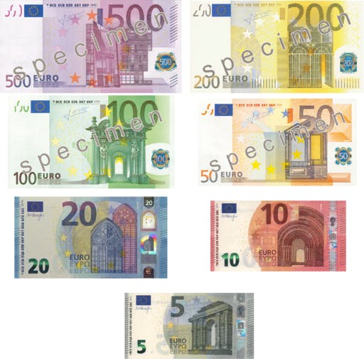 Eurosedlar, valuta Europa 