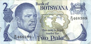 Botswana Pula sedel, valuta Botswana