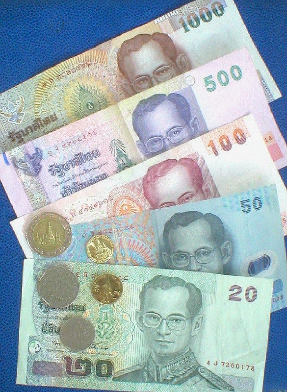Thailändska Baht sedlar och mynt, valuta Thailand 