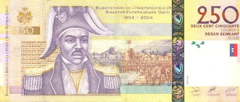 Haitisk gourde 250 sedel, valuta Haiti