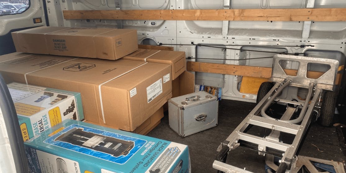 Construction material in a van