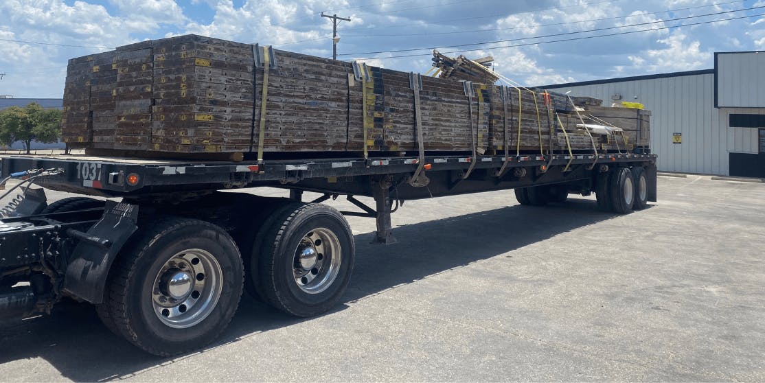 A scaffold delivery truck