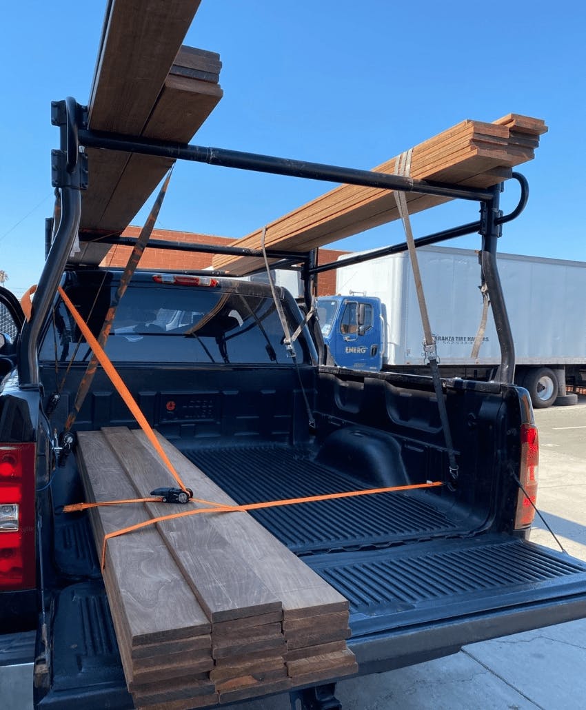 dimensional lumber in a truckbed