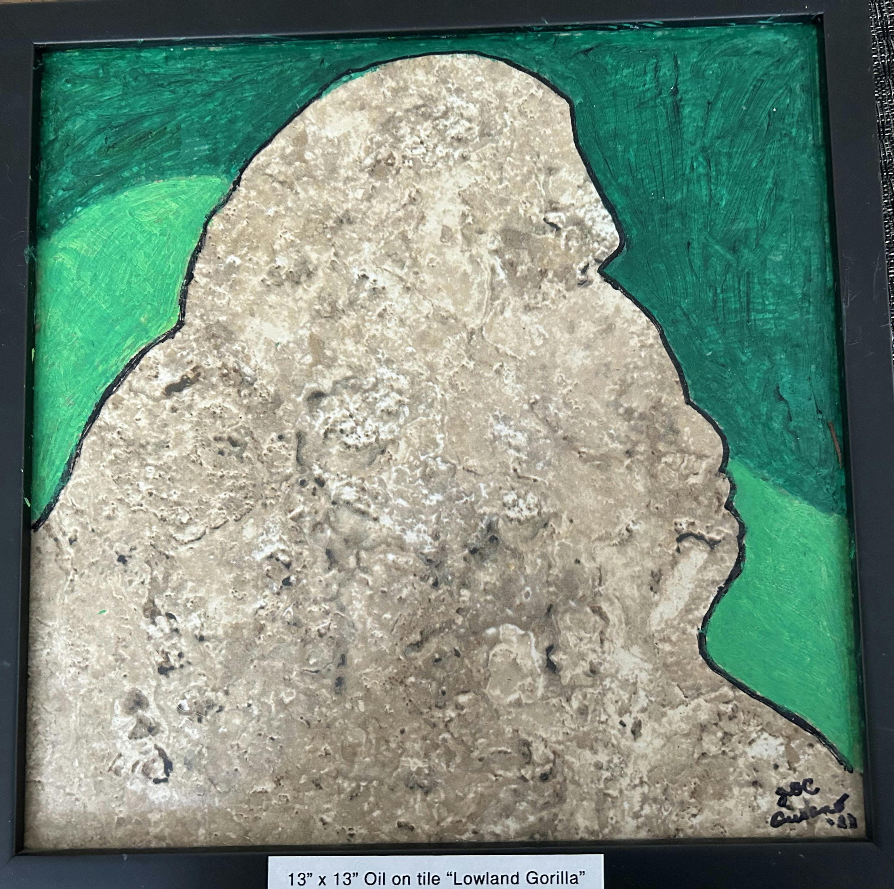 Low Land Gorilla 

Framed 12 3/4 " x 12 3/4"

Oil on tile

$550.00