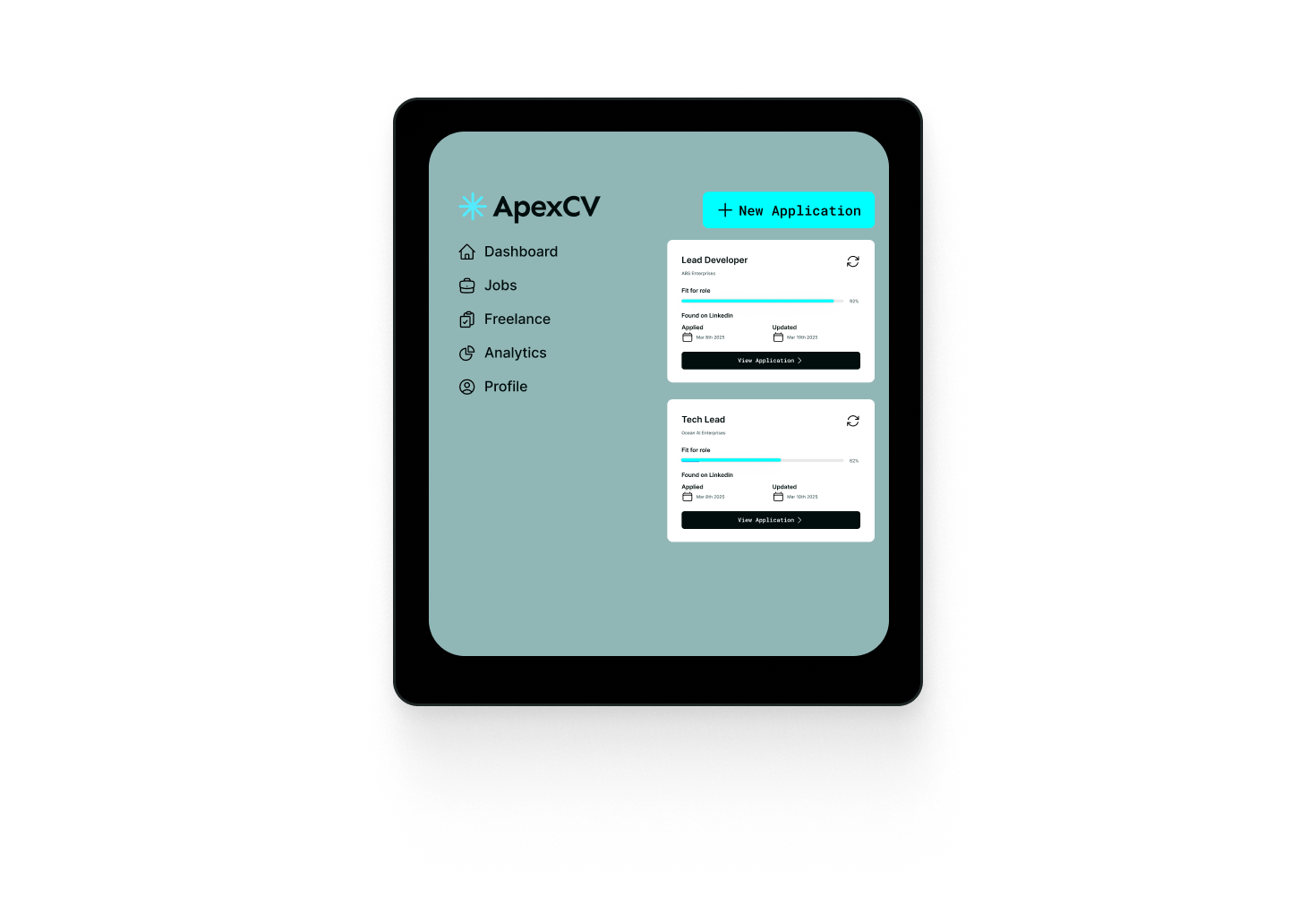 In the picture - menu with your CV