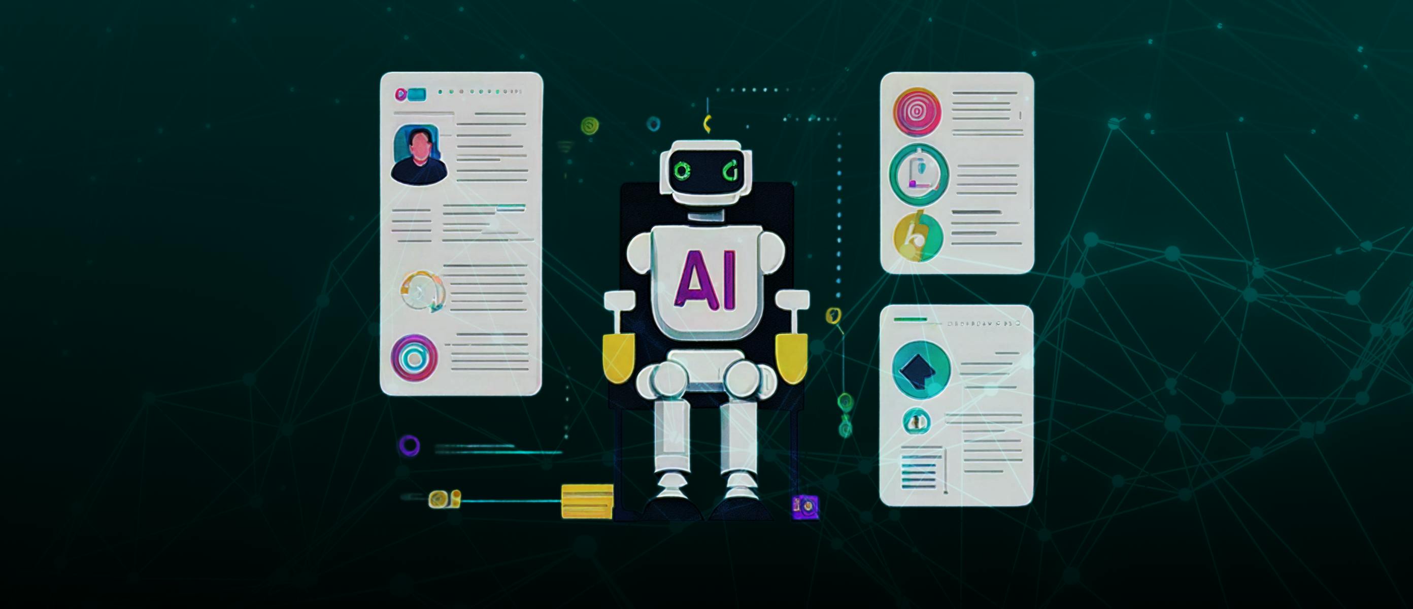 In the picture - Process of creating CV by robot AI 