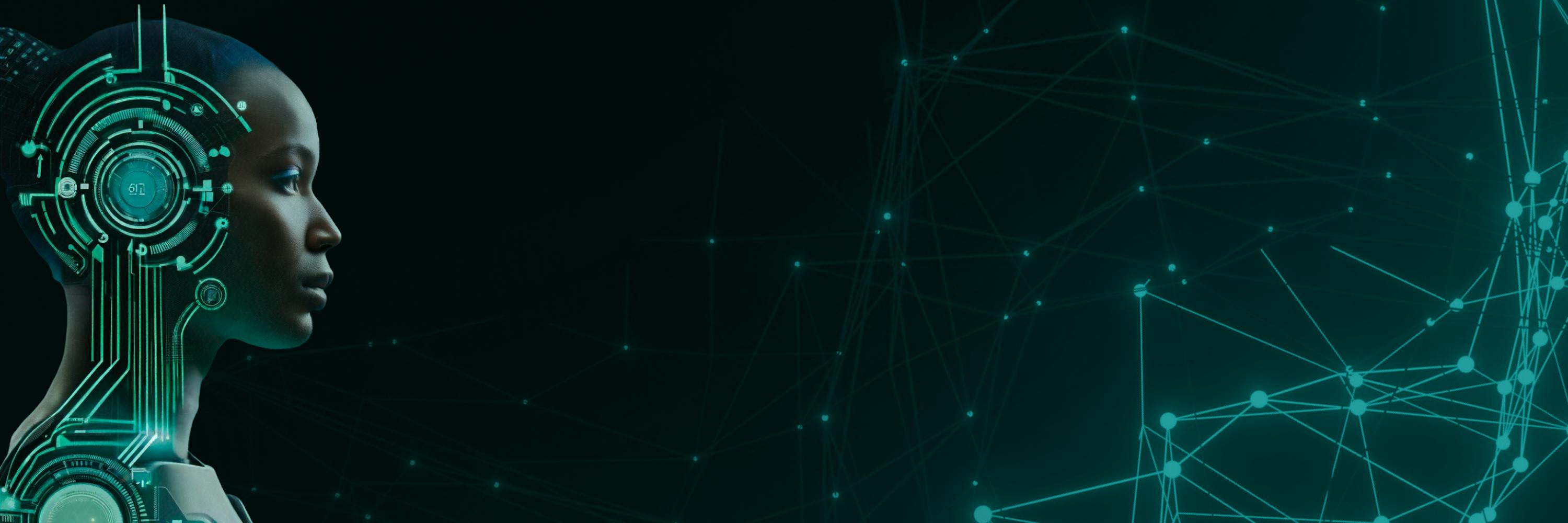 In the picture - AI woman and neural network