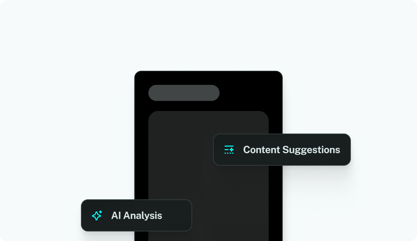 In the picture - black screen of chat Content Suggestion and AI analysis