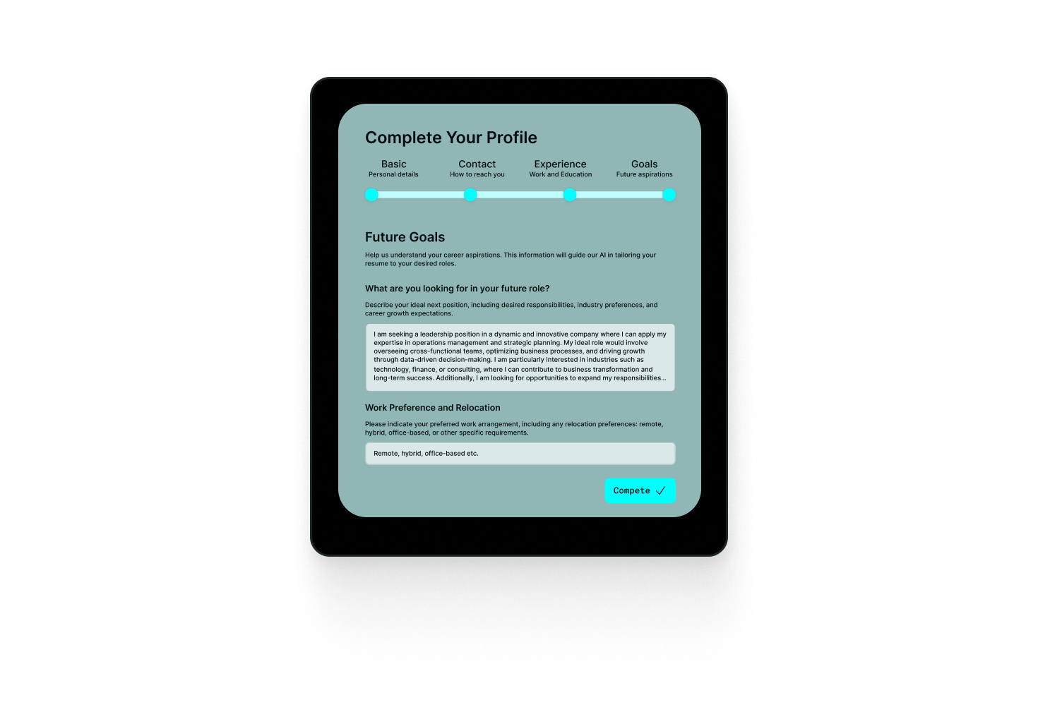 In the picture - complete your APEX CV profile