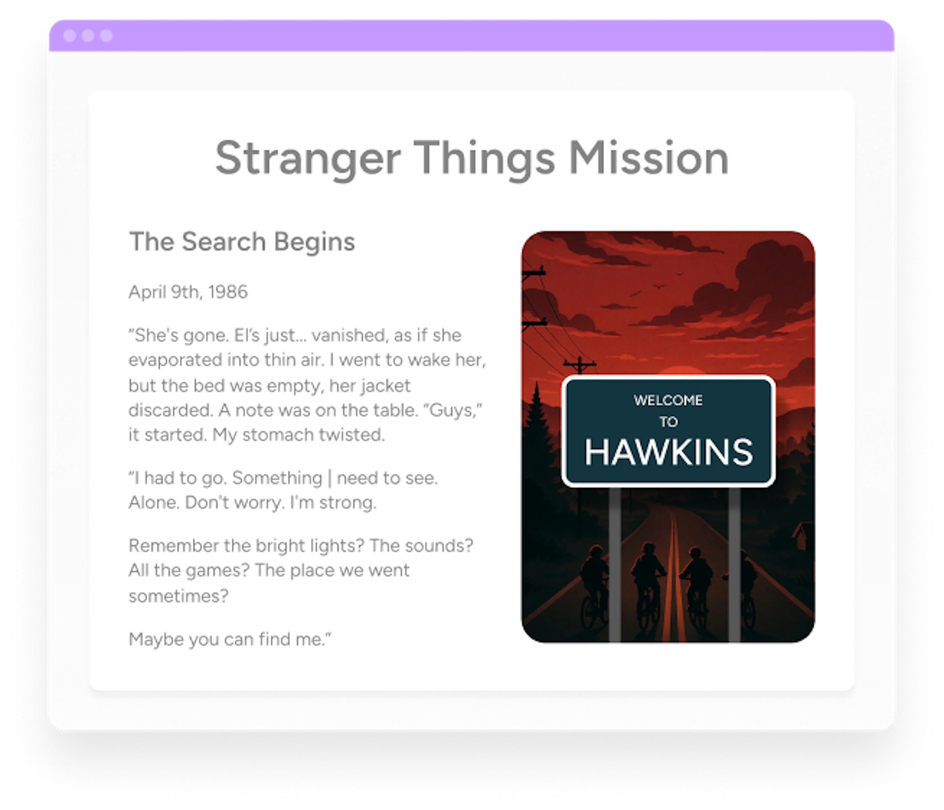 Stranger Things mission