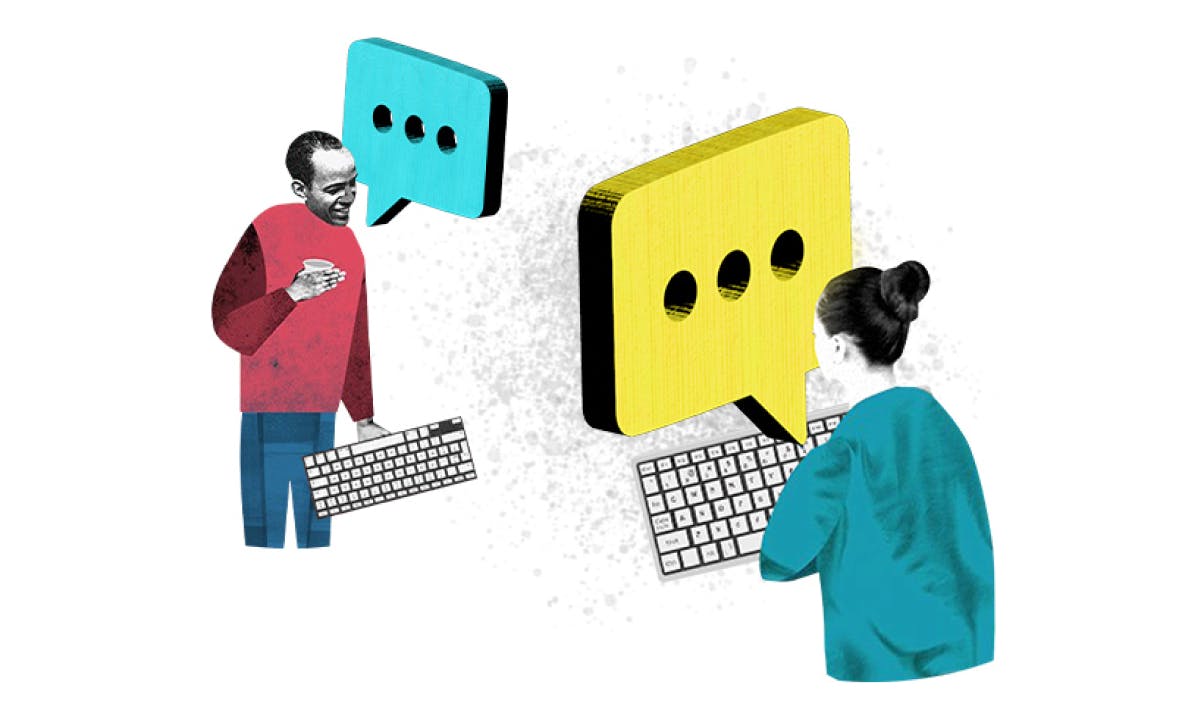 Illustration of people with speech bubbles