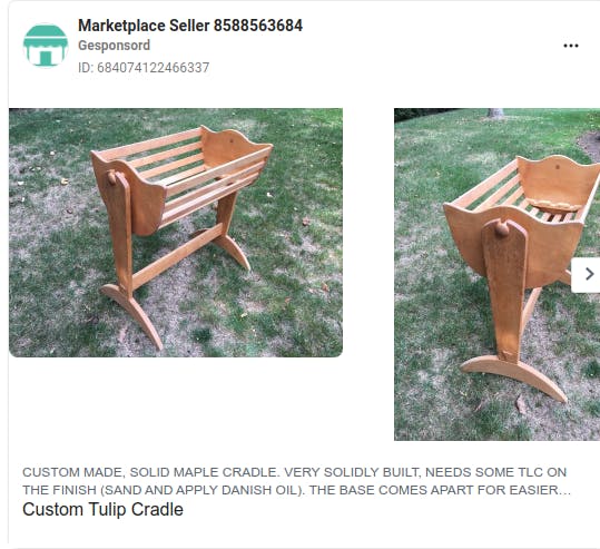 An ad from the page "Marketplace Seller 8588563684". The ad reads: "".