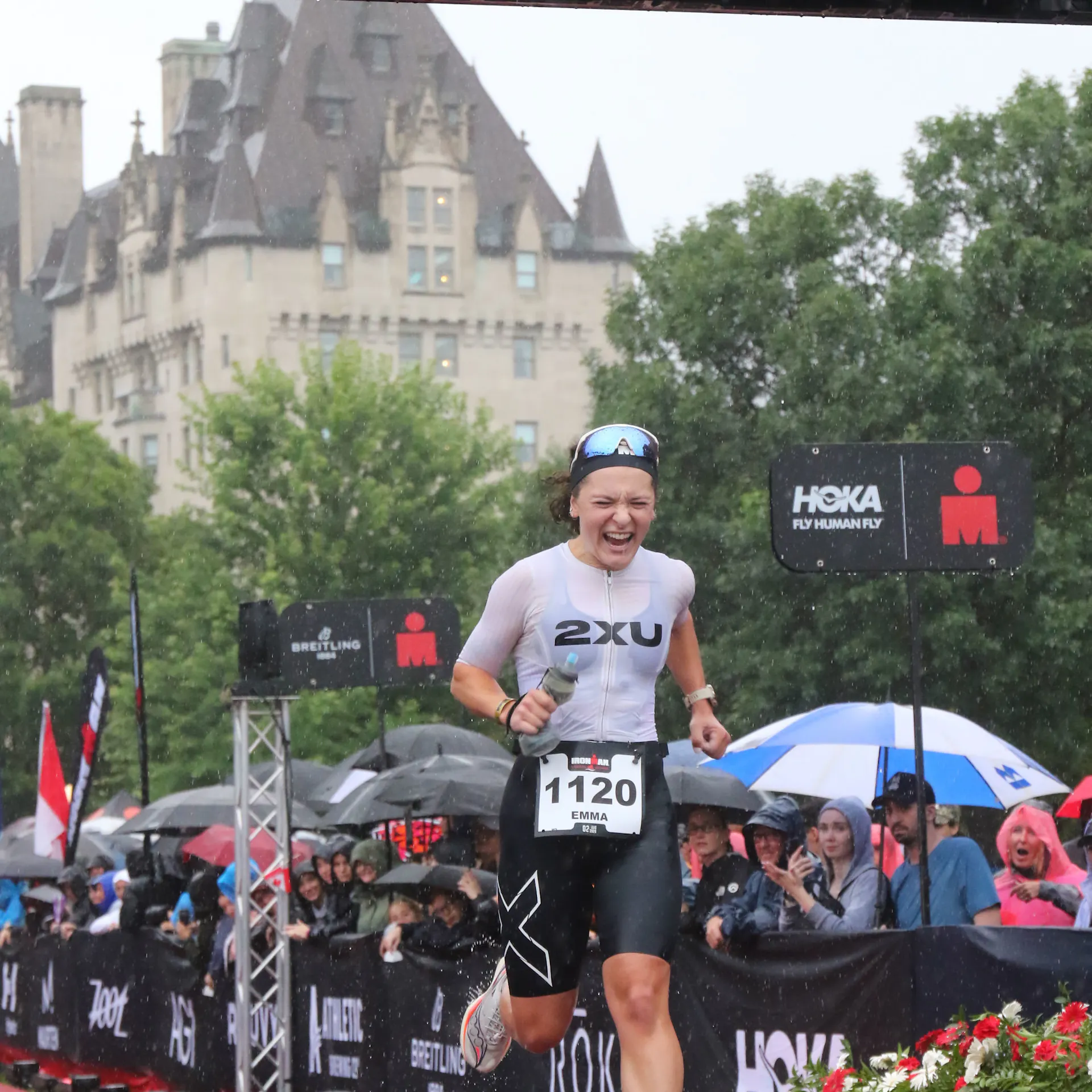 Emma completing her Ironman
