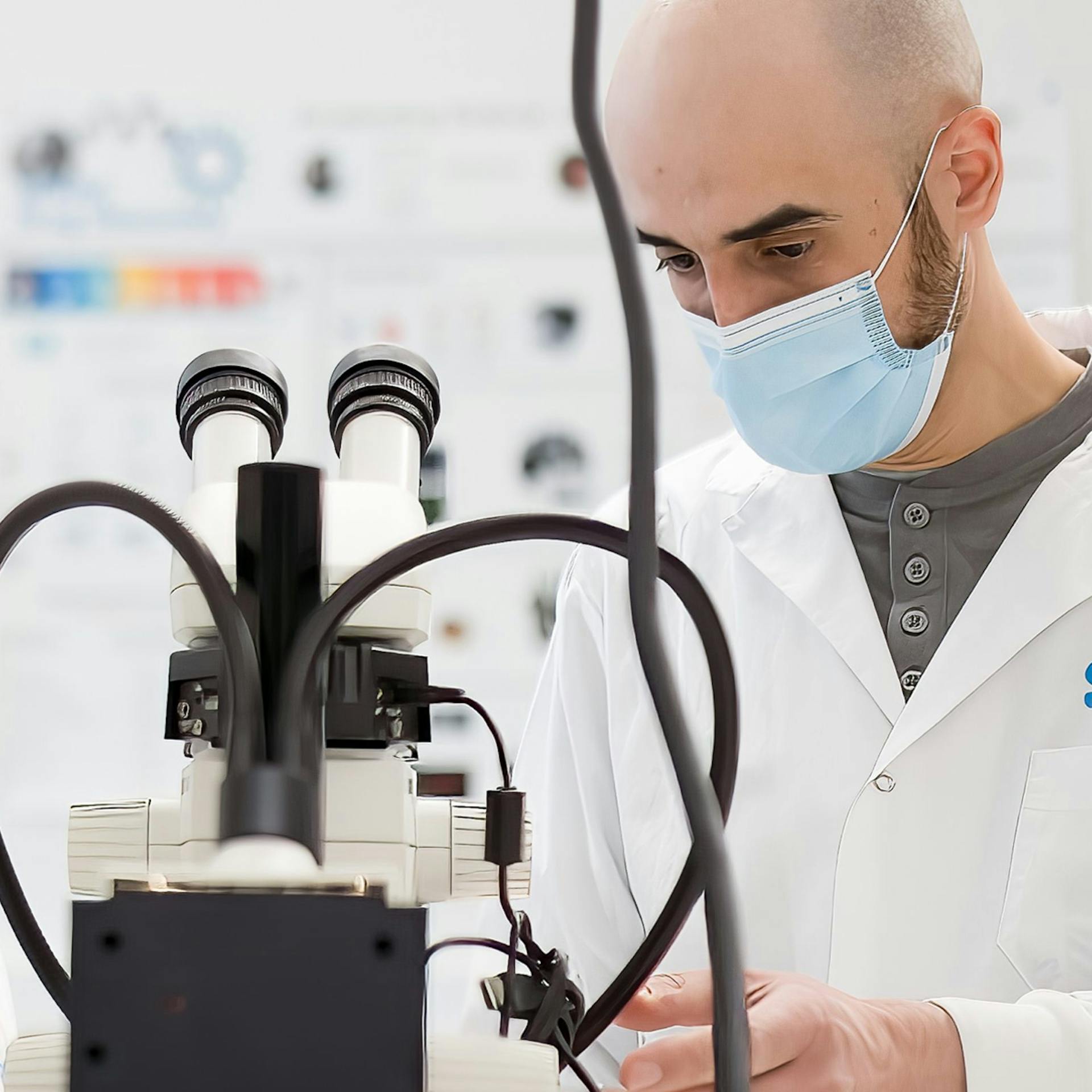 Two lab technicians working in a Sick Kids laboratory.