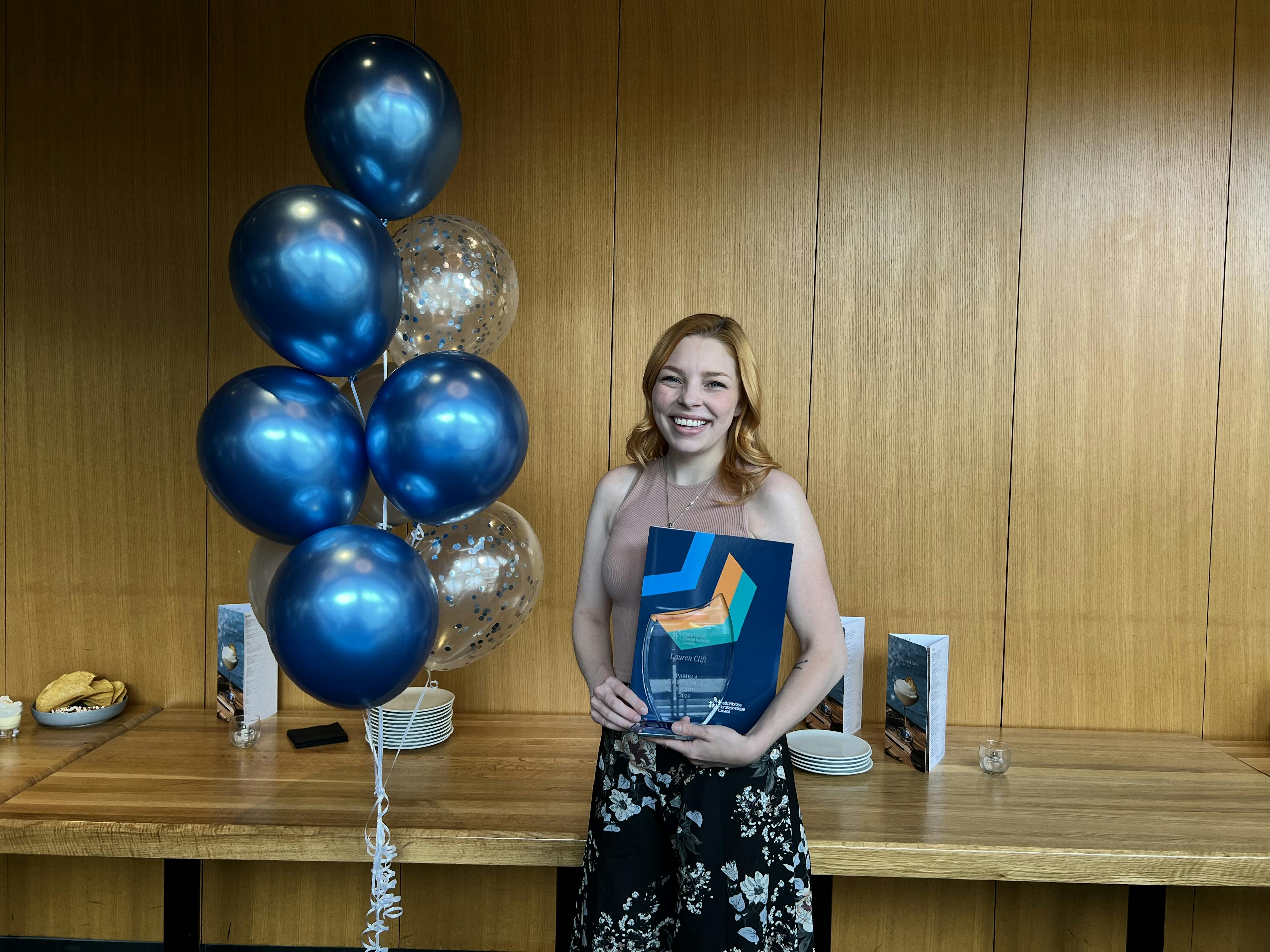 Lauren Clift accepts the Pamela Summerhayes Award