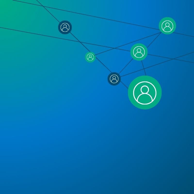 Peer Connect design showing lines connecting little bubbles online