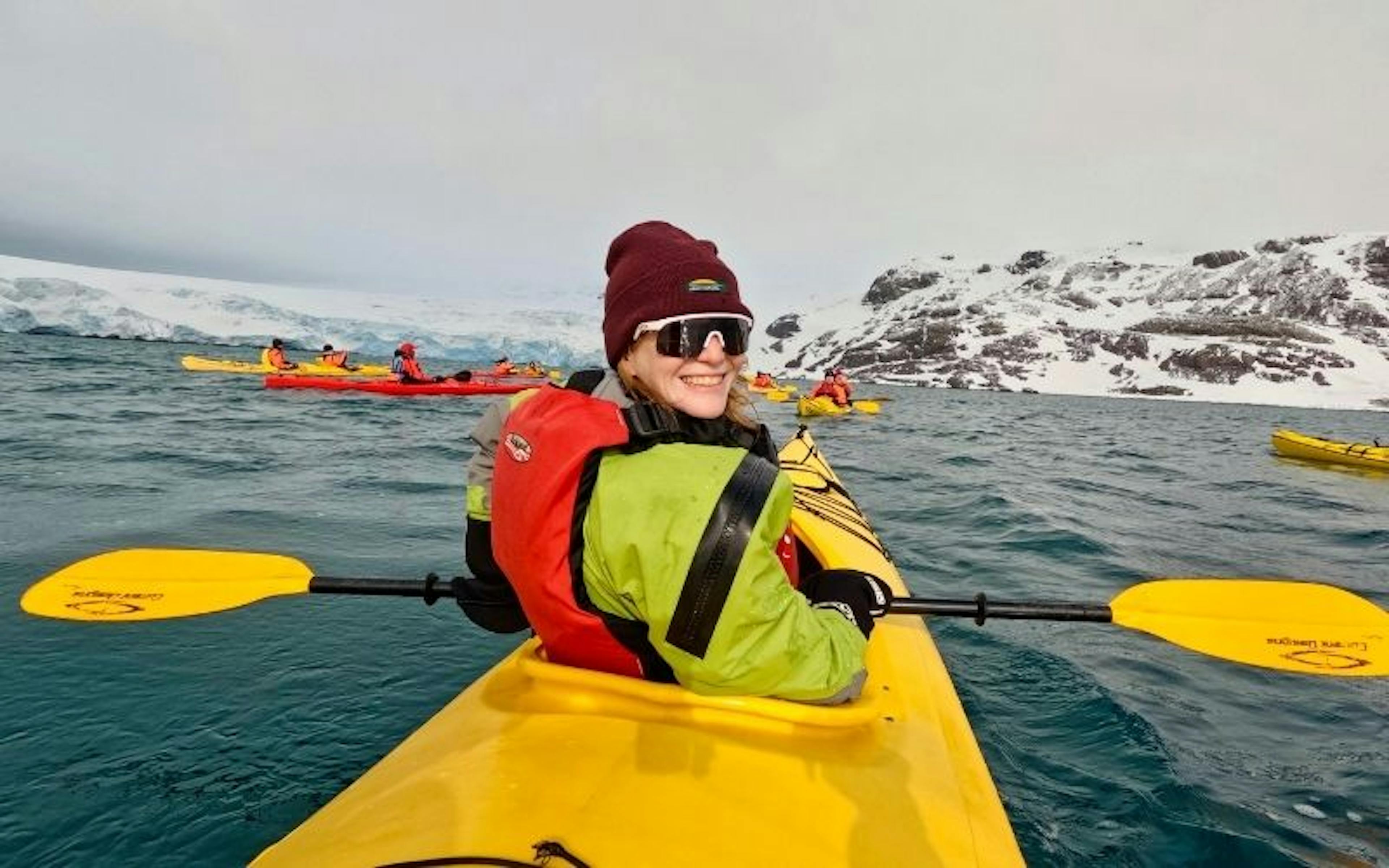 Hailey kayaking in water