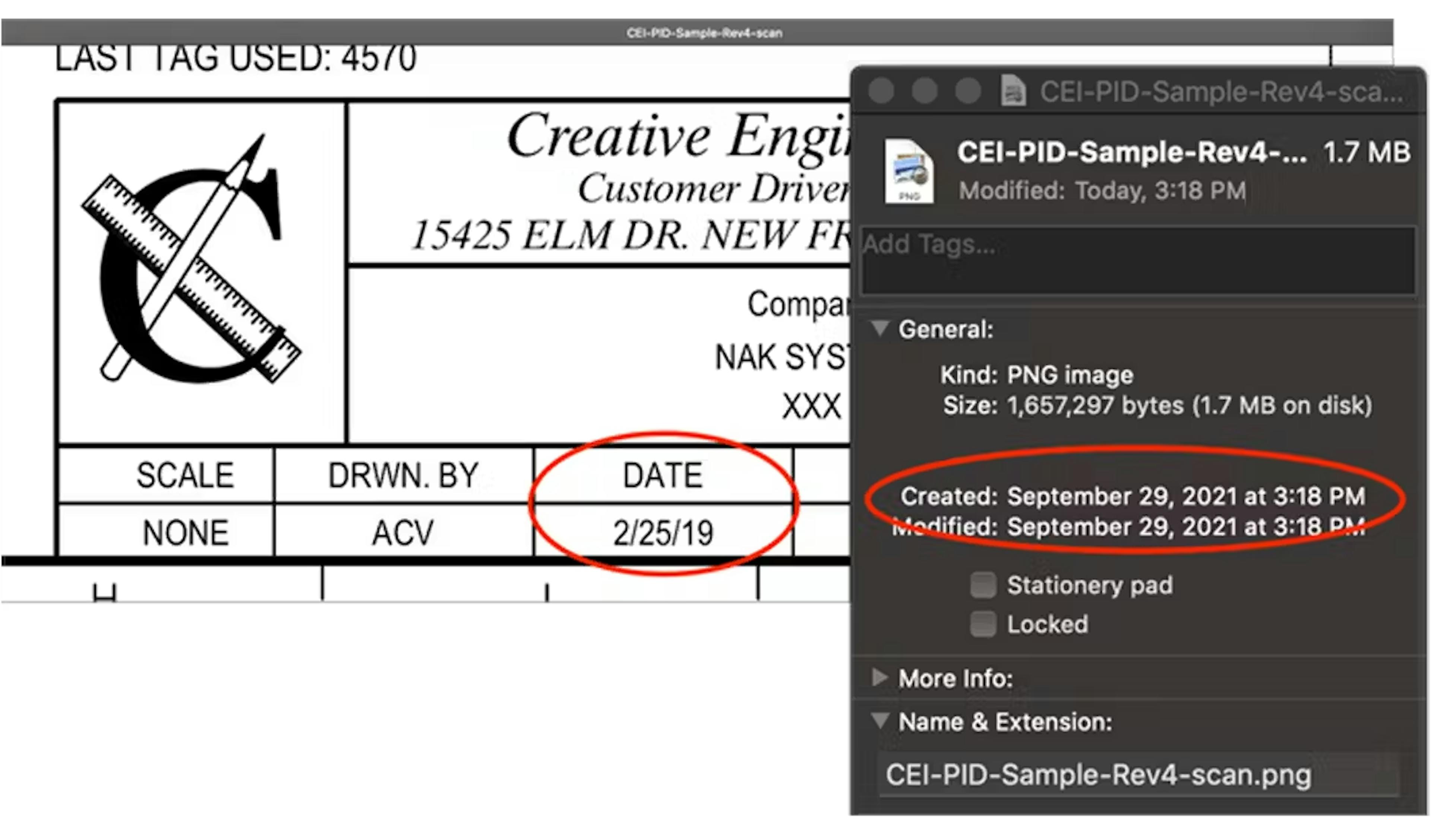 Revision date in title block vs file creation date