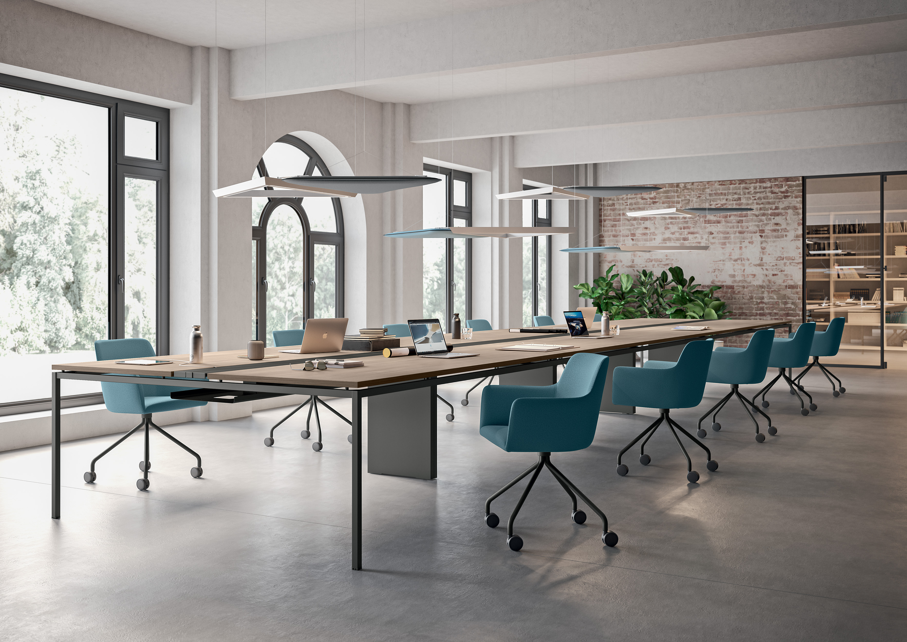 Salle de réunion avec une table et des chaises de la marque Dacota