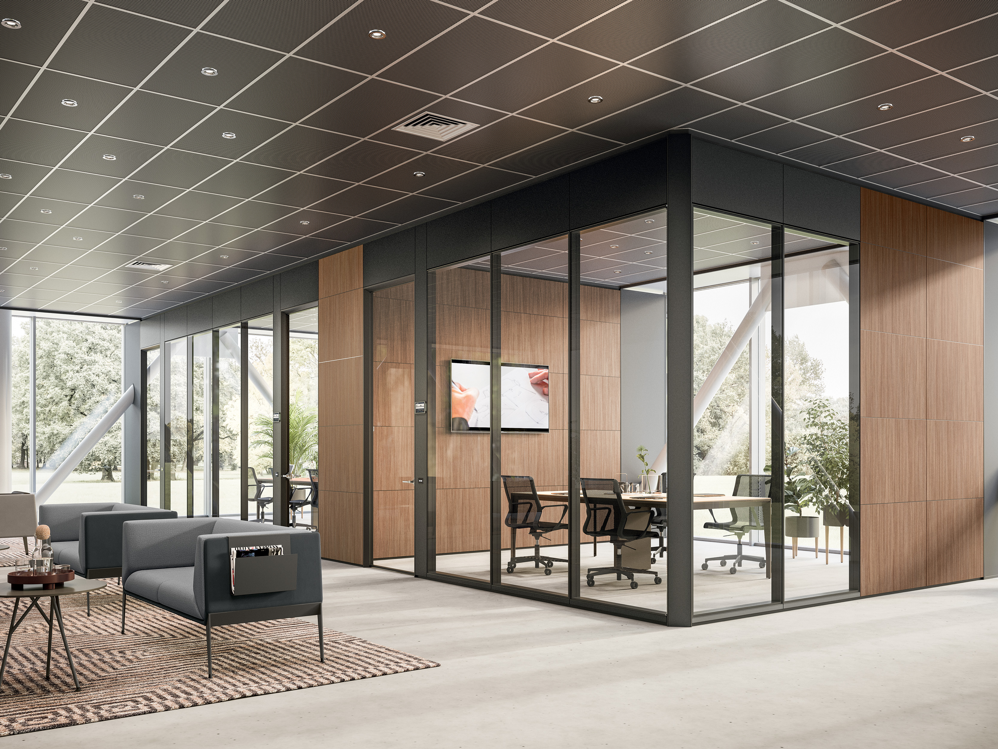 Grande salle avec deux pièces isolées acoustiquement et complétement séparés de la salle. 