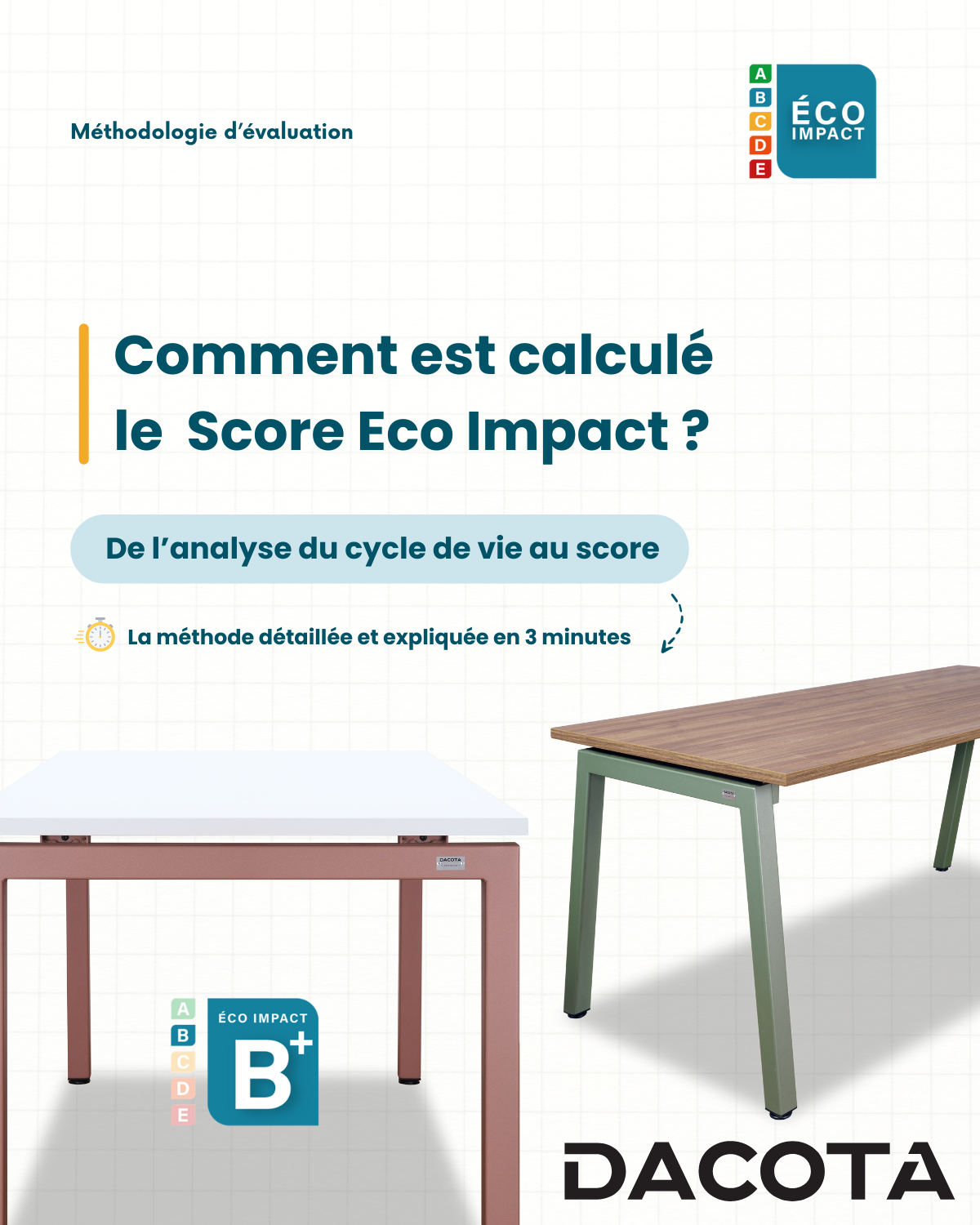 Photo de mobilier de bureau DACOTA qui sont certifiés par le cabinet ECO IMPACT 