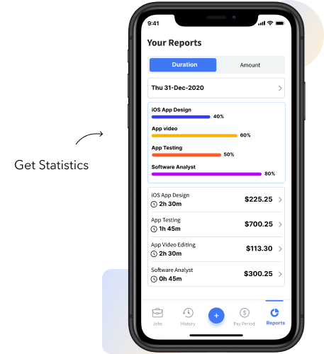 get statistics and smart reporting from hours tracker app