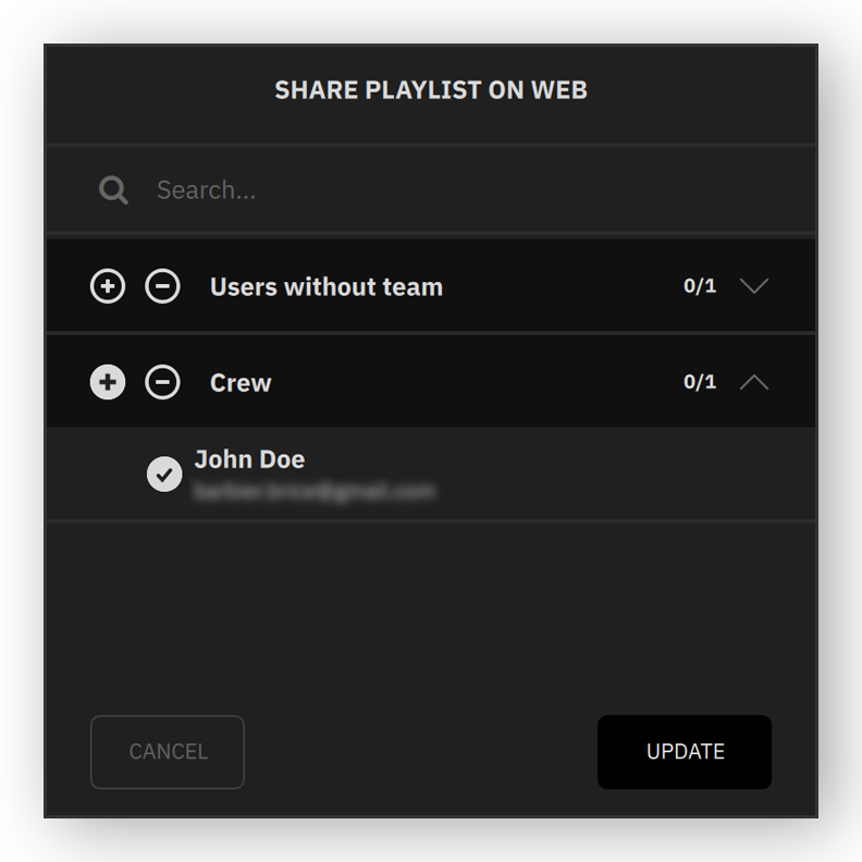 select web users to share the playlist with