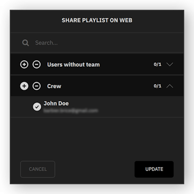 select web users to share the playlist with