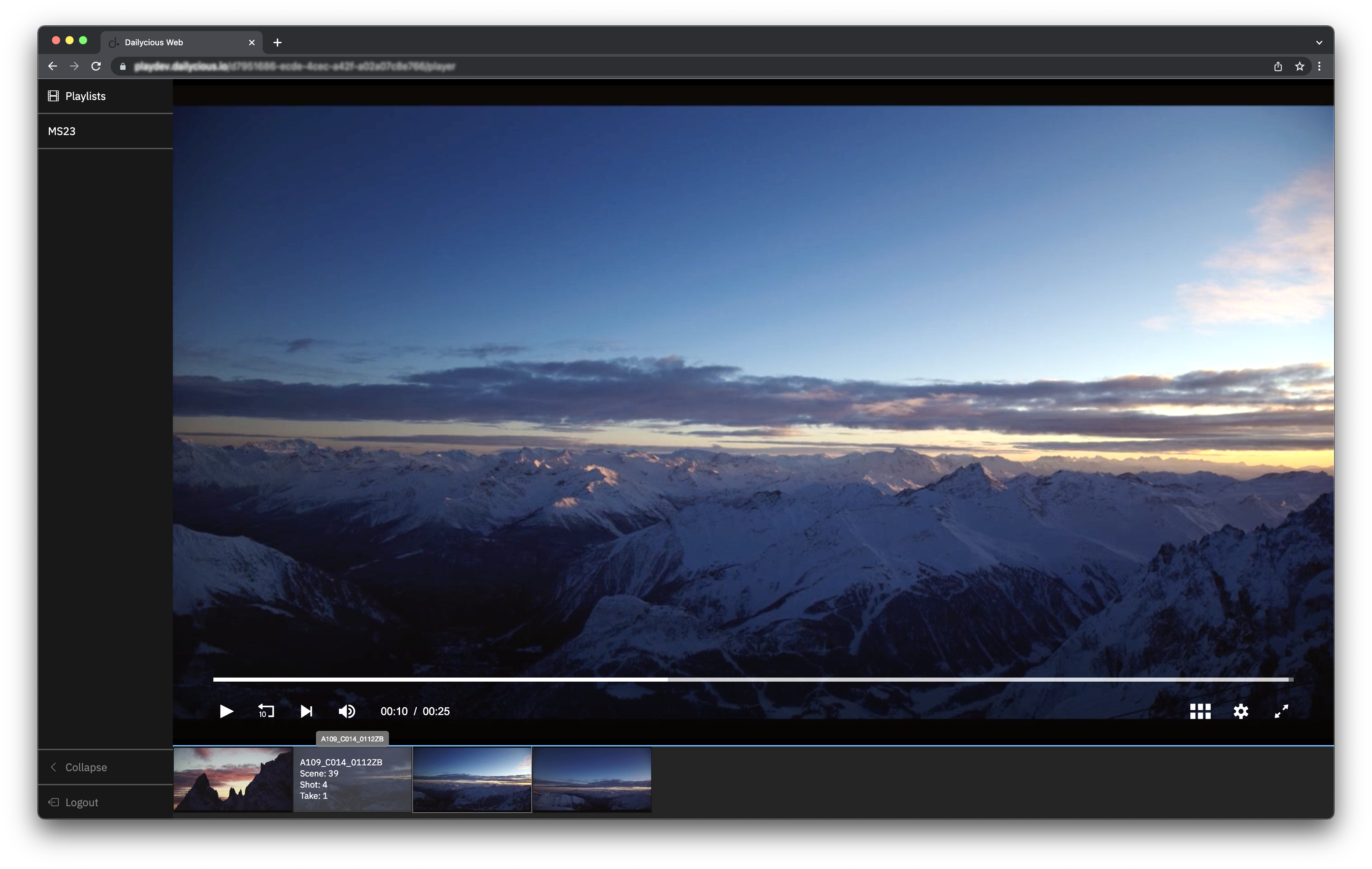 capture d'écran du lecteur Dailycious dans le navigateur Chrome
