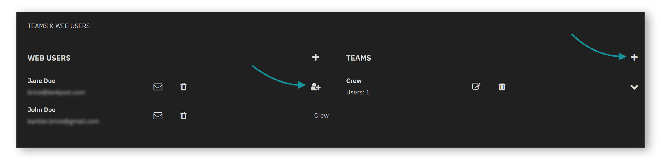 creating a team and adding users
