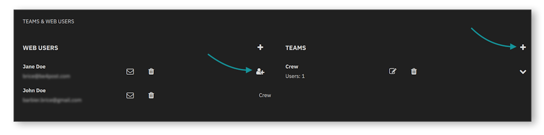 creating a team and adding users
