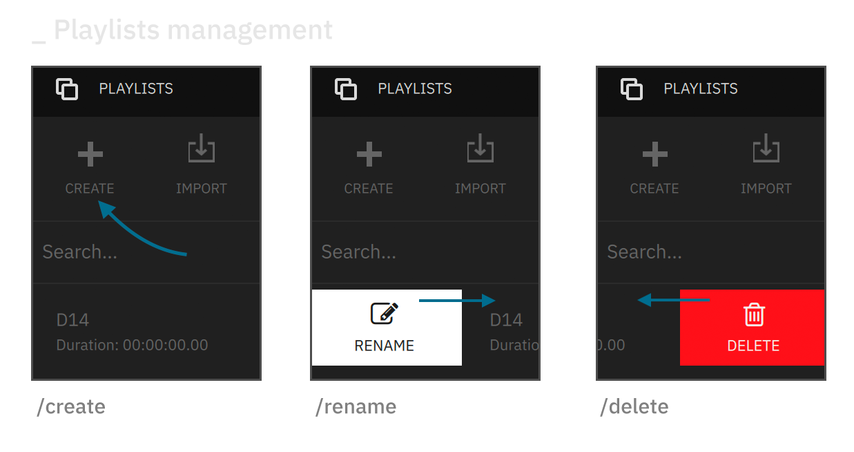 create, rename and delete a playlist