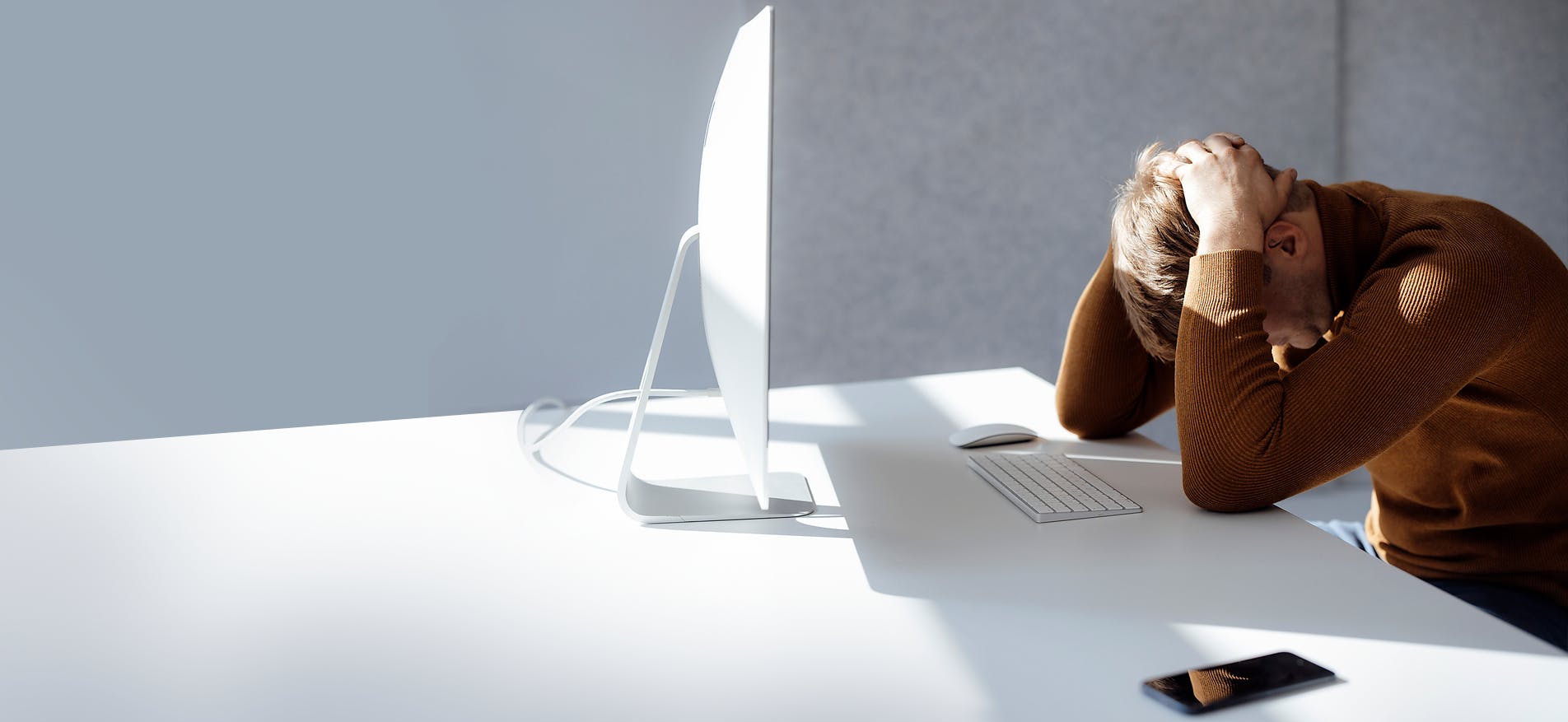 Frustrated guy on computer