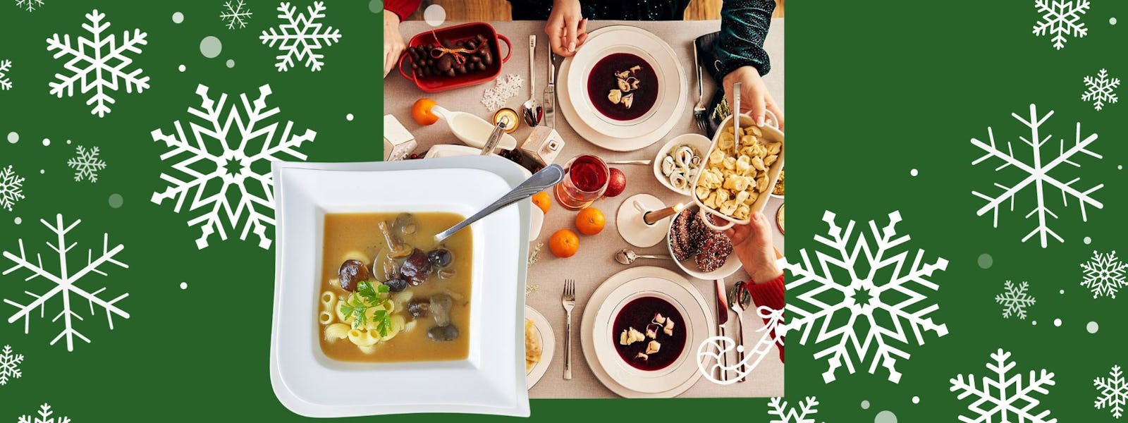 Barszcz czerwony lub zupa grzybowa na wigilijny stół.